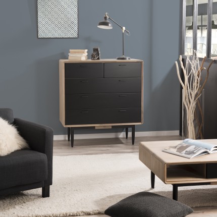 Commode PALOMA - Bois acacia et métal noir