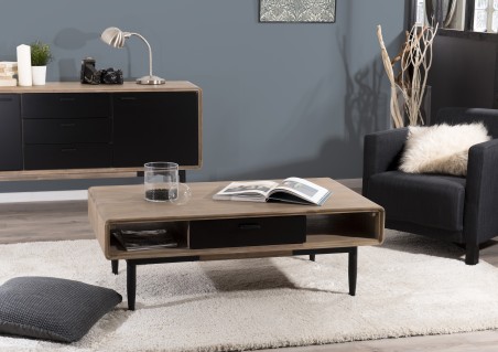 Table basse PALOMA en bois acacia et métal noir