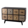 LEON Black 8-Drawer Chest with Brown Pine Motifs