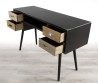 LEON Black Desk with 4 Brown Drawer and Pine Motifs