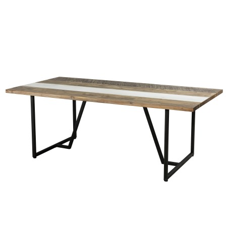Table à manger LEANDRE 200x100cm bois acacia et acier noir
