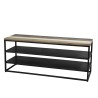LEANDRE Black Acacia Wood and Metal TV Stand with 2 Shelves