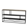 LEANDRE Black 'S' Shelf 160x90cm - Modern 3-Tier Acacia Wood and Steel