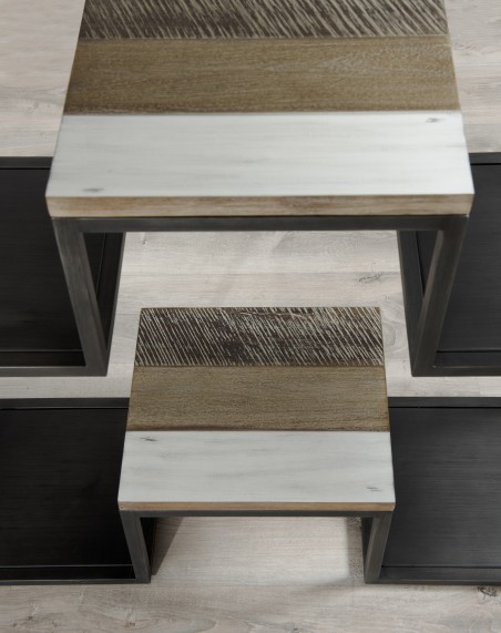 LEANDRE XL Black Shelf 100 x 170 cm - Acacia Wood and Steel