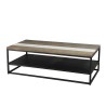 LEANDRE Rectangular Coffee Table - Acacia Wood and Metal Shelf