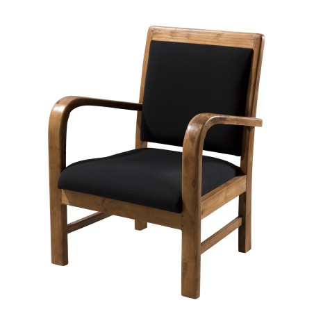 WALLY Scandi Armchair in Teak and Black Fabric