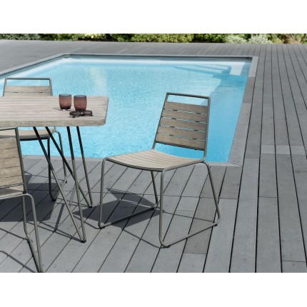 Ensemble de 2 chaises de jardin en bois Teck et métal