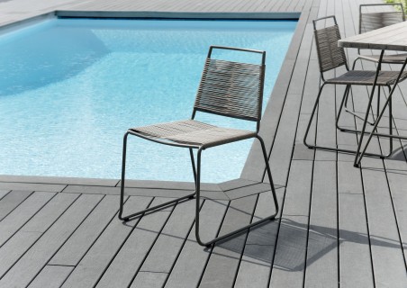 Ensemble de 2 chaises de jardin EMILE en métal et cordage synthétique