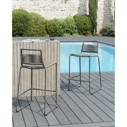 EMILE Metal and Synthetic Rope Garden Bar Stool