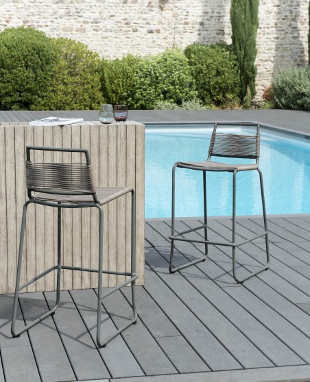 EMILE Metal and Synthetic Rope Garden Bar Stool