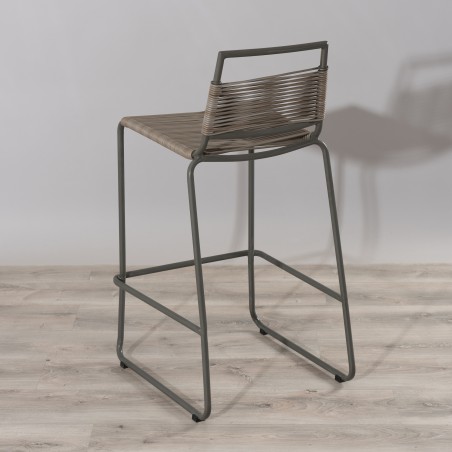 EMILE Metal and Synthetic Rope Garden Bar Stool