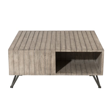 Table basse de jardin EMILE en bois teck teinté gris