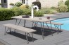Salon de jardin en bois teck gris EMILE 6/8 pers.
