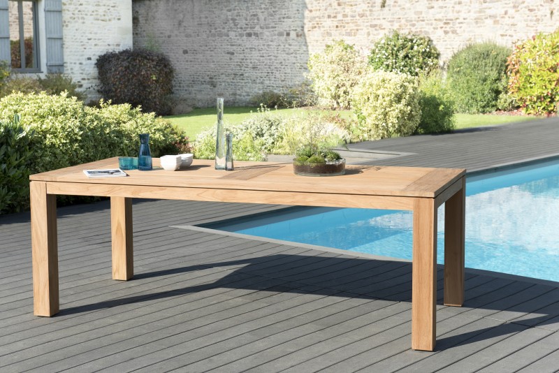 Table de jardin DENVER 220 x 100 cm en bois Teck Table de jardin DENVER 220 x 100 cm en bois Teck