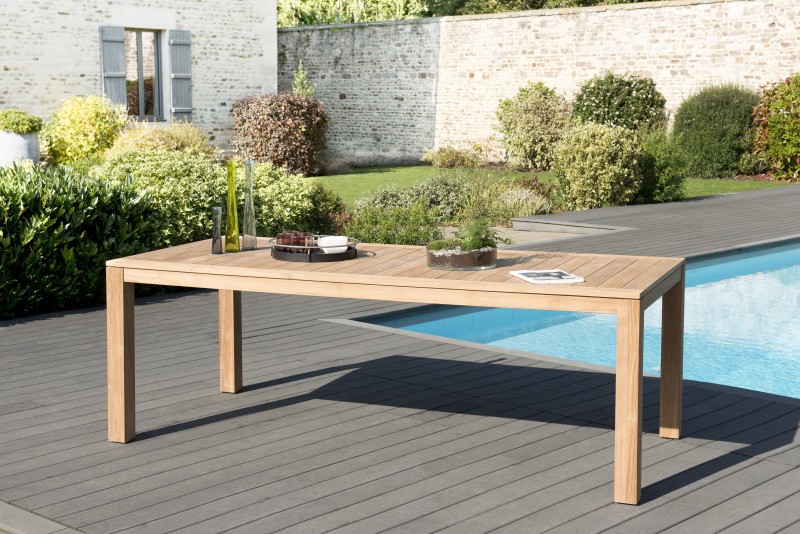 Table de jardin en bois Teck KIM VIESTE 220 x 100 cm Table de jardin en bois Teck KIM VIESTE 220 x 100 cm