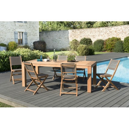Teak Garden Furniture Set - KIM - 6/8 pers - Rectangular Table 220*100 cm