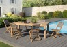 Teak Wood Garden Furniture Set - KIM - 6/8 People - 1 Table 220*100 cm & 6 Textilene Chairs