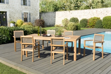 Salon de jardin en bois teck KIM - 6/8 pers.
