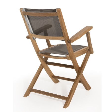 Ensemble 2 fauteuils jardin bois teck taupe