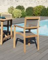 Set of 2 Stackable Teak Wood Garden Armchairs | Taupe Textilene | Fun