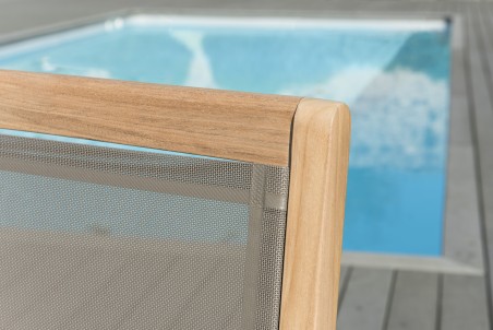 Ensemble 2 fauteuils jardin bois teck taupe