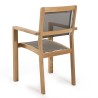 Set of 2 Stackable Teak Wood Garden Armchairs | Taupe Textilene | Fun