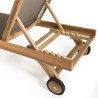Bain de soleil textilène taupe en bois Teck