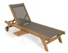 FUN Taupe Textilene Sun Lounger in Teak Wood - Premium Quality