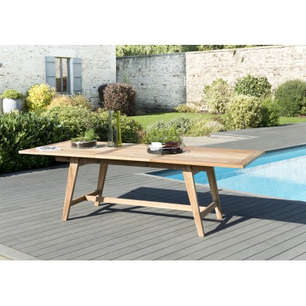FUN Garden Table for 8/10 People - Teak Wood - 180/240x100x75 cm