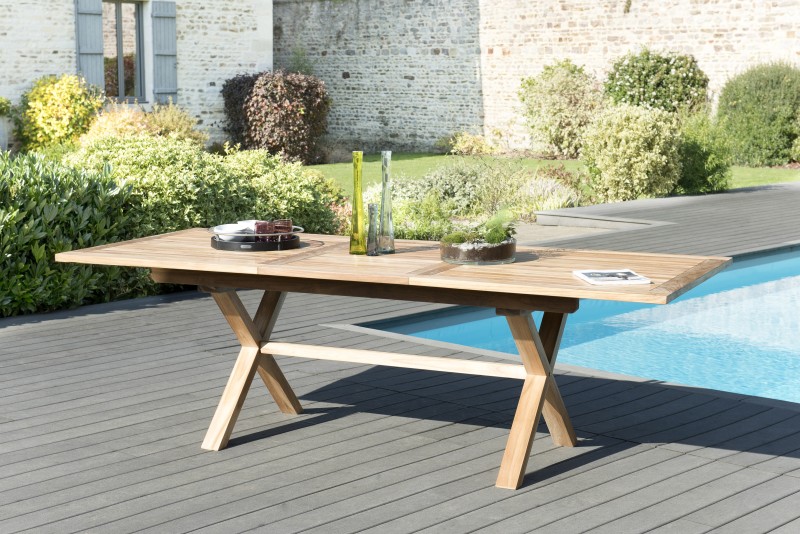 Table de jardin Teck 8/10 personnes - 180/240x100 cm Table de jardin Teck 8/10 personnes - 180/240x100 cm