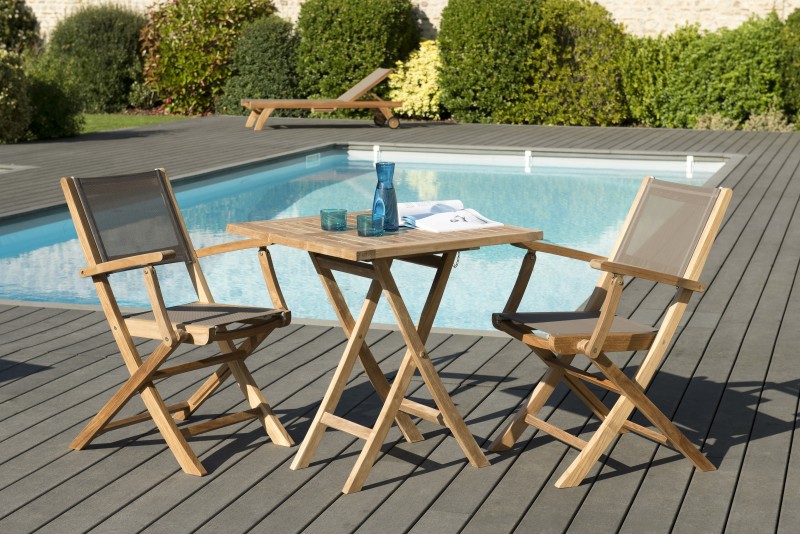 Salon de jardin en bois teck 2 pers. Salon de jardin en bois teck 2 pers.