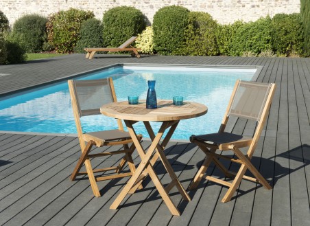 Salon de jardin en bois teck 2 pers - Ensemble de jardin