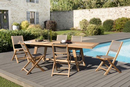 Salon de jardin en bois de teck 8/10 pers.