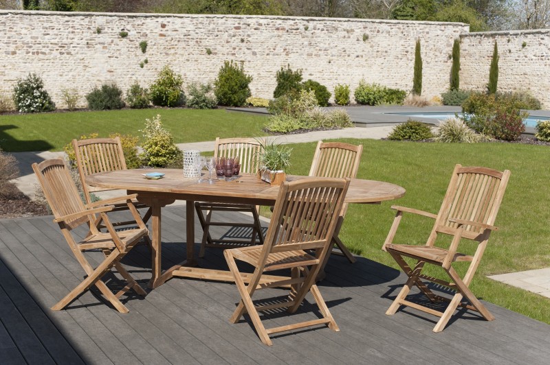 Salon de jardin en bois teck 8/10 pers - Qualité supérieure Salon de jardin en bois teck 8/10 pers - Qualité supérieure