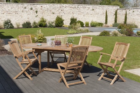 Salon de jardin en bois teck 8/10 pers - Qualité supérieure