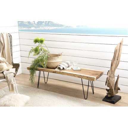 CLARA - Natural Wood Bench Mungur with Metal Hairpin Legs