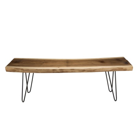 Banc bois nature CLARA - Pieds épingles métal