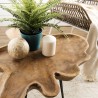 CLARA Teak Wood Side Table - Natural Shape Top - Scandi Metal Hairpin Legs