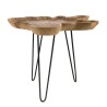 CLARA Teak Wood Side Table - Natural Shape Top - Scandi Metal Hairpin Legs
