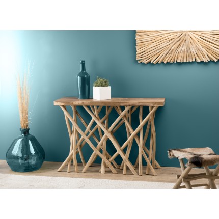 Console bois nature CLARA - Teck rectangulaire