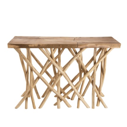 Console bois nature CLARA - Teck rectangulaire
