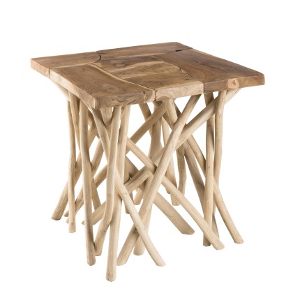 Table d'appoint CLARA - Teck naturel 55x55cm