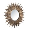 CLARA - Round Brown Mirror (90 x 90 cm) with Teak Branches | Natural Elegance