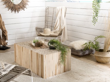 Table basse rectangulaire CLARA 110x60cm bois naturel Teck