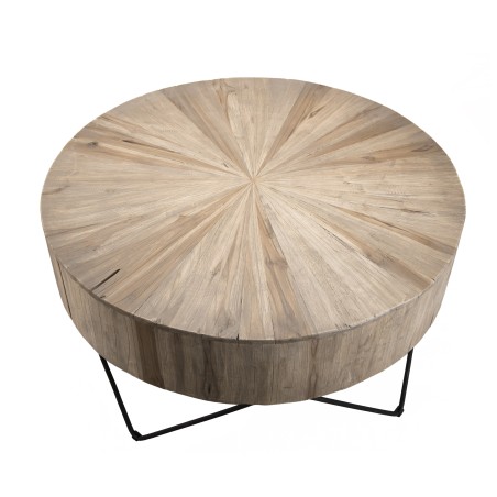 Table basse ronde CLARA en bois de teck naturel
