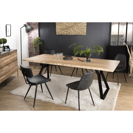 MAXENCE Rectangular Dining Table 230x100cm in Oak with Black Metal Legs