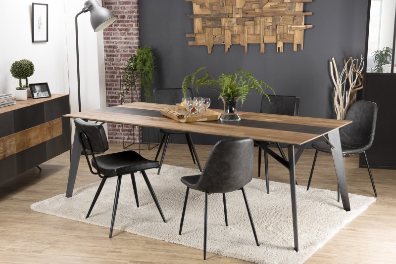 MAXENCE Rectangular Dining Table 220x100cm - Recycled Teak & Metal Legs MAXENCE Rectangular Dining Table 220x100cm - Recycled Teak & Metal Legs
