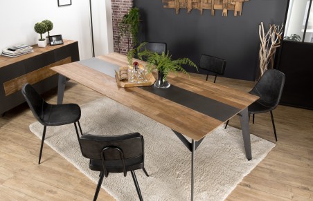 MAXENCE Rectangular Dining Table 220x100cm - Recycled Teak & Metal Legs