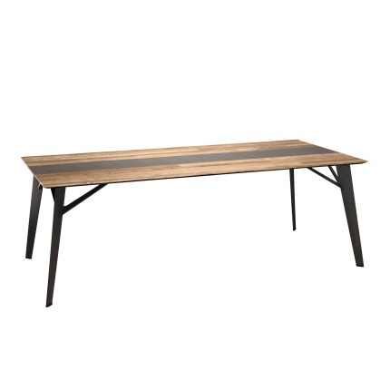 MAXENCE Rectangular Dining Table 220x100cm - Recycled Teak & Metal Legs