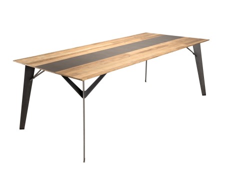 MAXENCE Rectangular Dining Table 220x100cm - Recycled Teak & Metal Legs